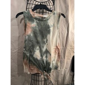 Womens Tie Dye Tank Top Knot Front Cropped Casual Summer Shirt XLarge